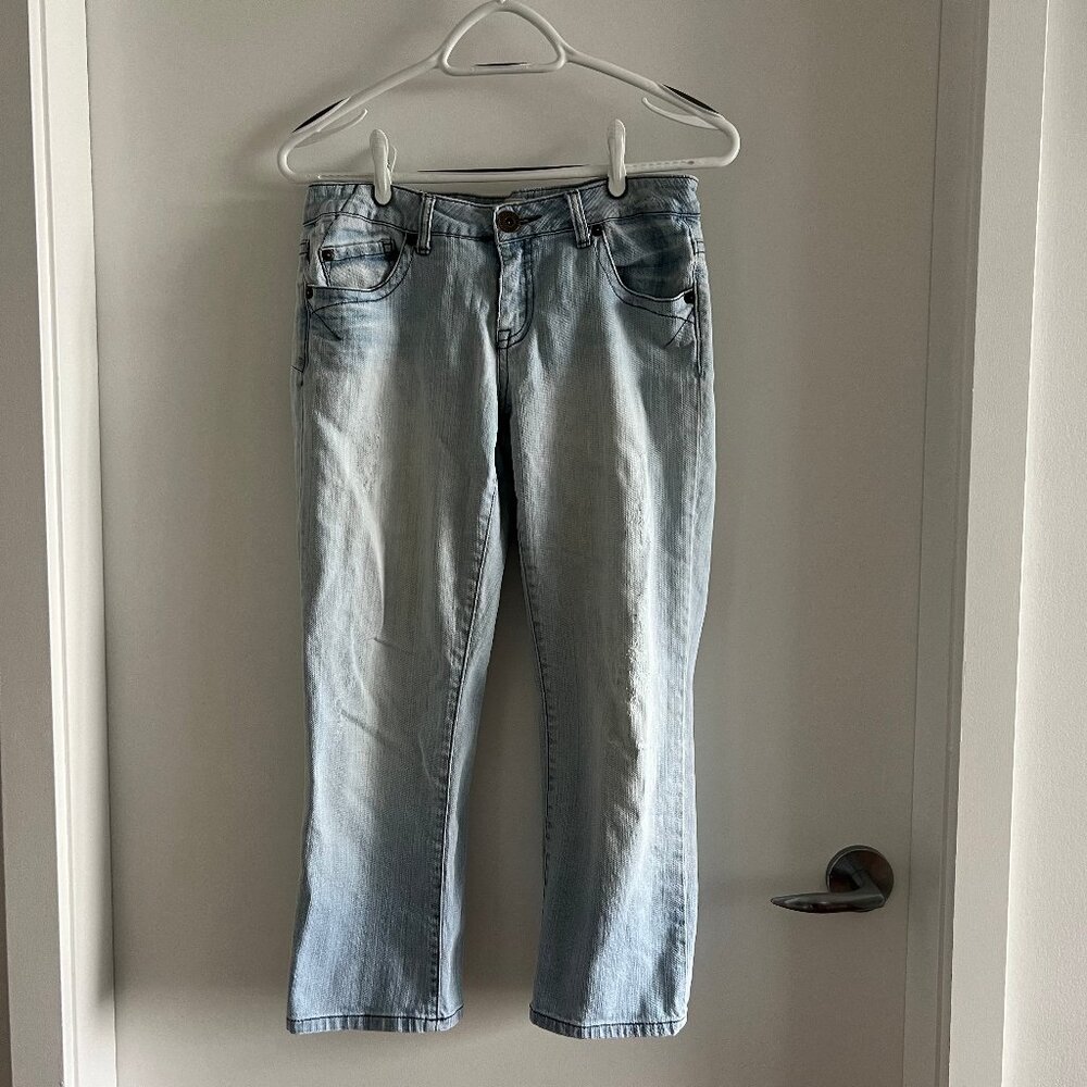 2/$20🛍Shank Jeans Beacon Hill Capri Low Rise Kick Flare Y2K Light Wash 27